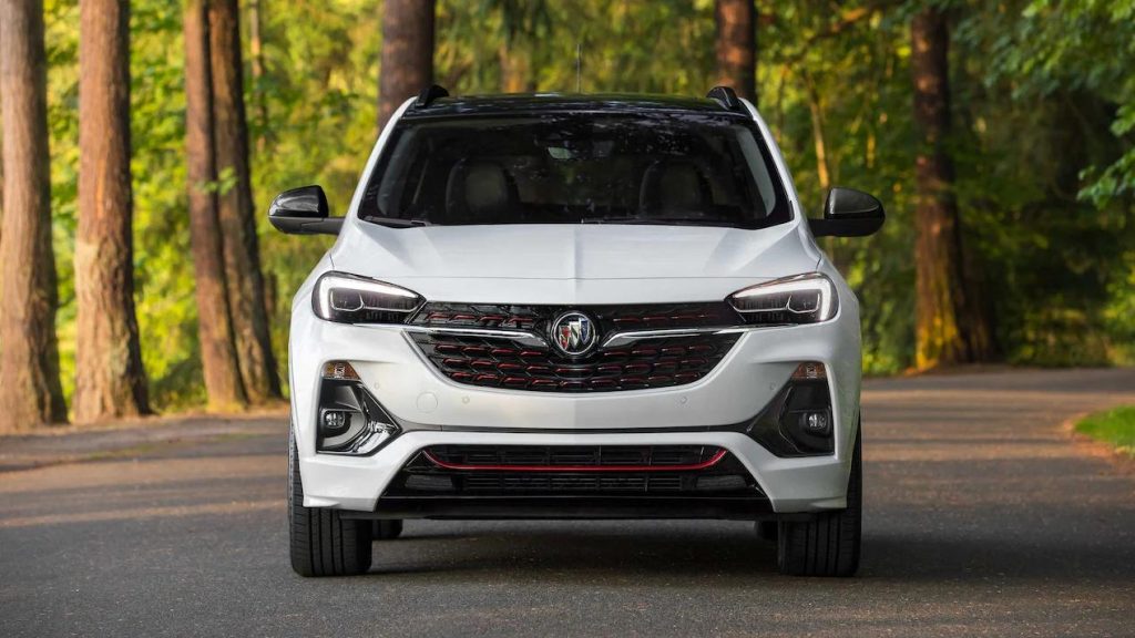 Front of a white 2022 Buick Encore GX.