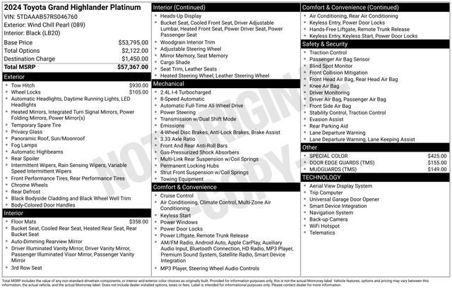 2024 Toyota Grand Highlander Platinum