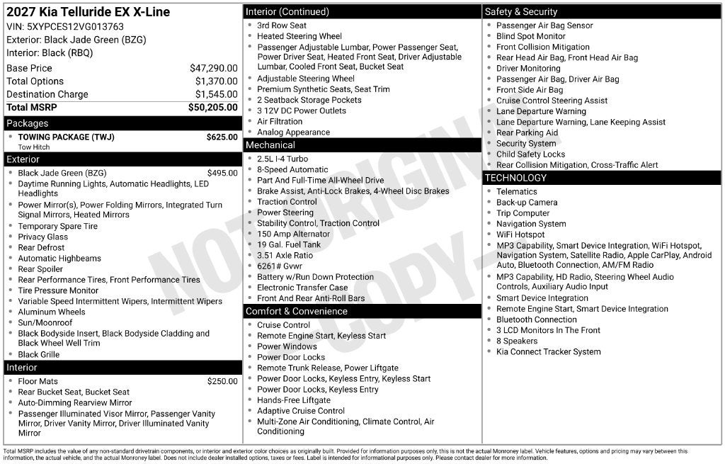 2027 Kia Telluride X-Line EX