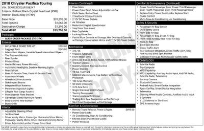 2018 Chrysler Pacifica Touring