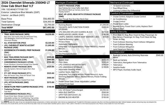 2026 Chevrolet Silverado 2500 HD LT