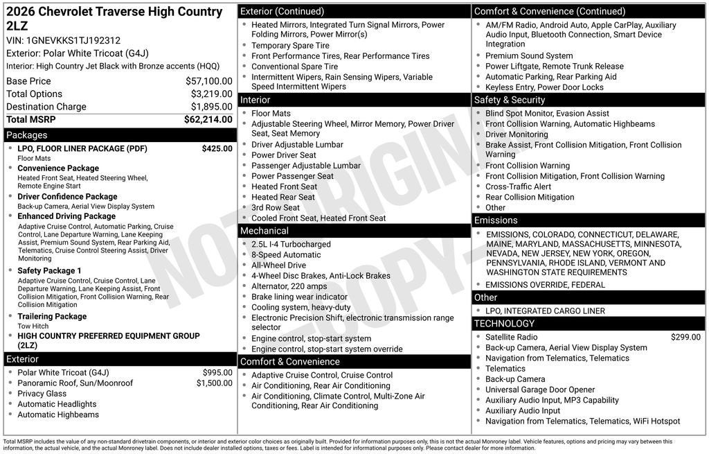 2026 Chevrolet Traverse High Country