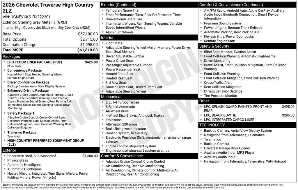 2026 Chevrolet Traverse High Country