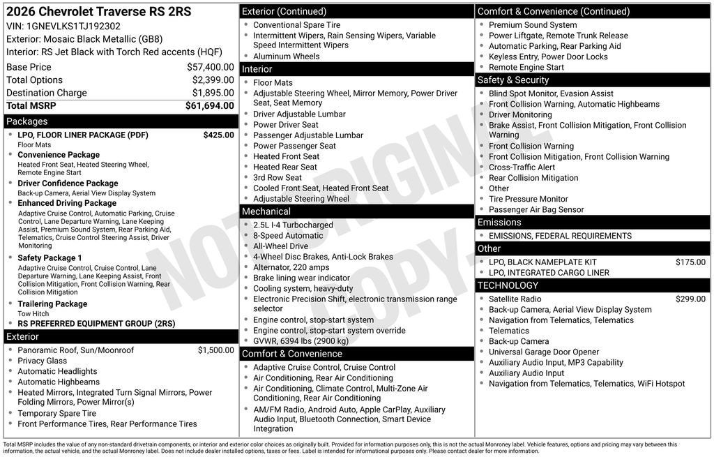 2026 Chevrolet Traverse RS