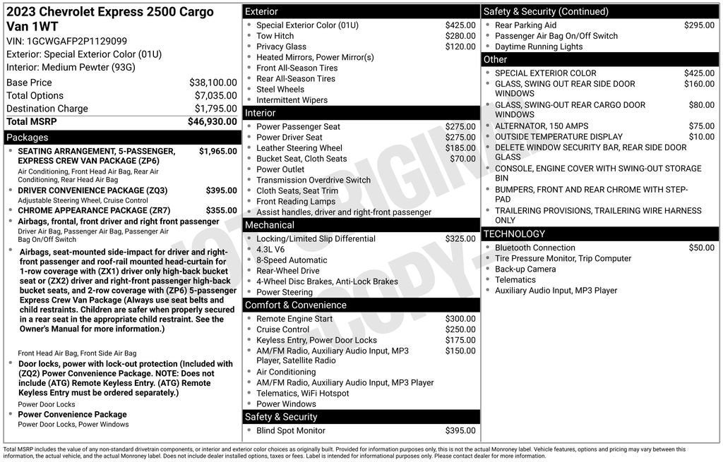 2023 Chevrolet Express Cargo 2500 WT