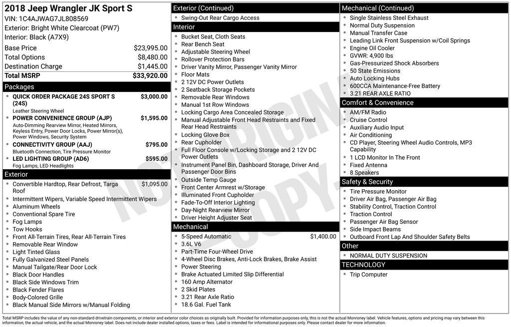 2018 Jeep Wrangler JK Sport S