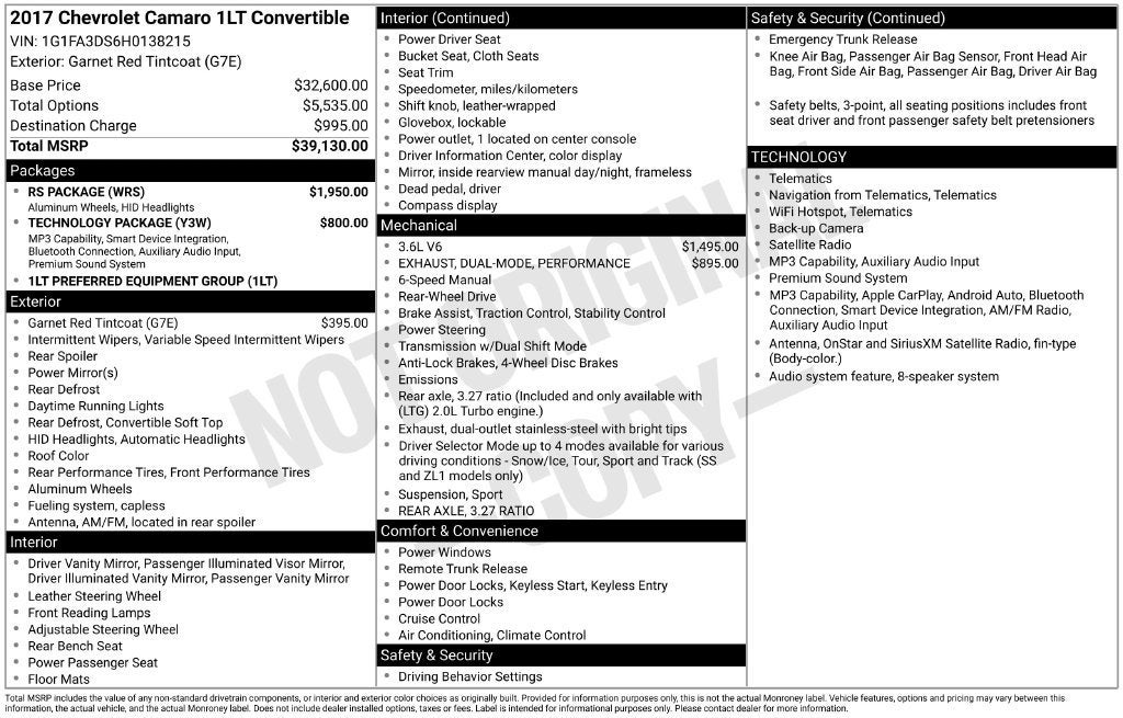 2017 Chevrolet Camaro 1LT