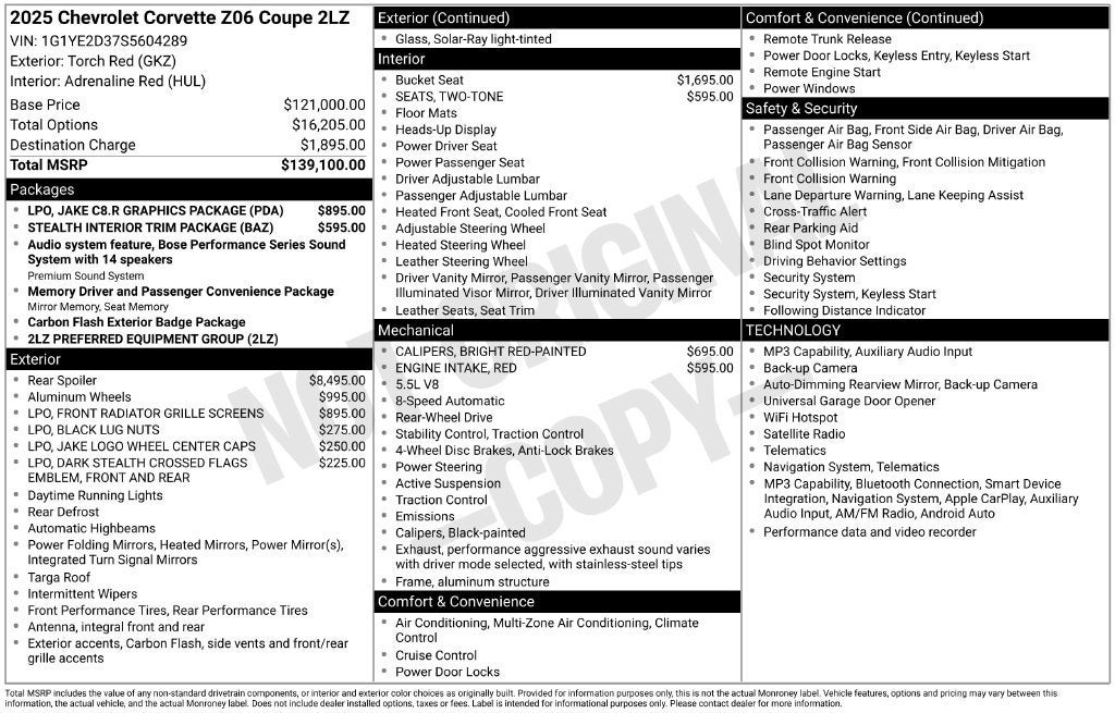 2025 Chevrolet Corvette Z06 2LZ