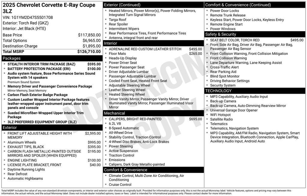 2025 Chevrolet Corvette E-Ray 3LZ