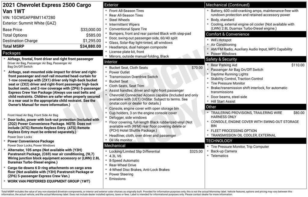 2021 Chevrolet Express Cargo 2500 Base