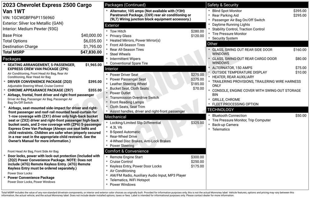 2023 Chevrolet Express Cargo 2500 WT