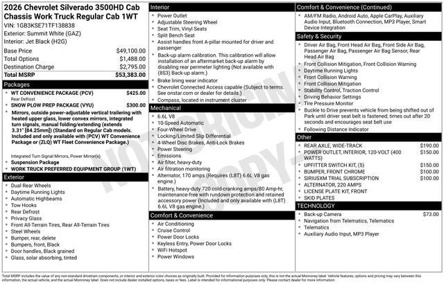 2026 Chevrolet Silverado 3500 HD Chassis Cab Work Truck