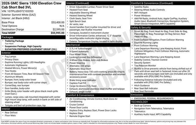 2026 GMC Sierra 1500 Elevation